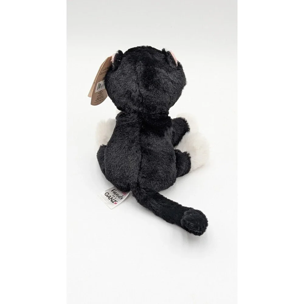 Get Your Hands On A Ganz Black and White Tuxedo Cat Plush 7” Blue Eyes Pink Nose